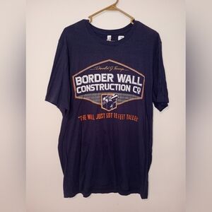Border Wall Construction Co Donald Trump  Navy T-Shirt Bella Canvas XL